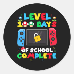 Level 100 Days of School Complete Gamer Video Game Runder Aufkleber