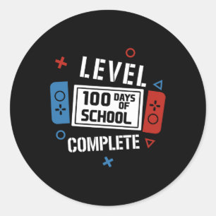 Level 100 Days of School Complete Video Games Boys Runder Aufkleber