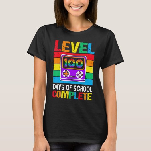 Level 100 Days of School Completed Rainbow Video G T-Shirt (Vorderseite)