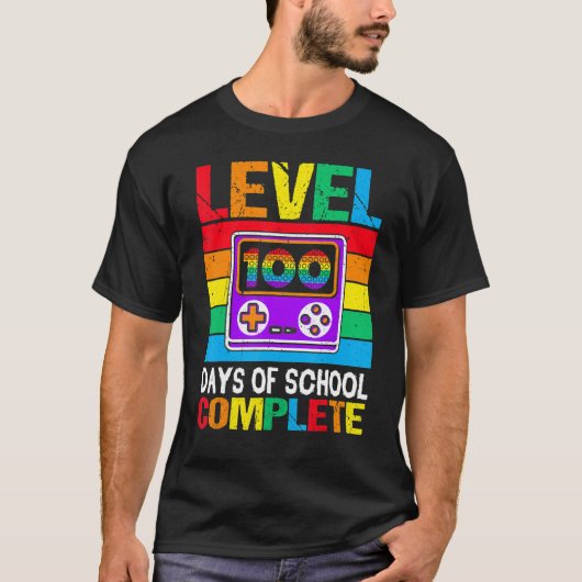 Level 100 Days of School Completed Rainbow Video G T-Shirt (Vorderseite)