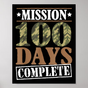 Level 100 Days of School Mission Complete Games Bo Poster