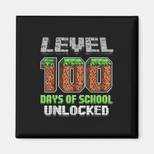 Level 100 Days of School Uncked Pixel Video Game Magnet