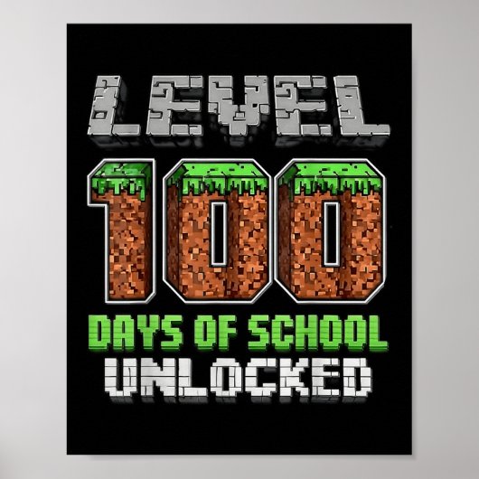 Level 100 Days of School Uncked Pixel Video Game Poster (Vorne)