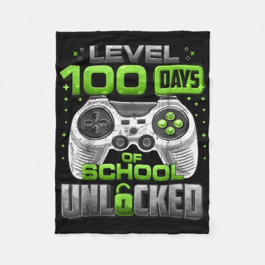 Level 100 Days of School Unlock Boys 100. Fleecedecke (Vorderseite)