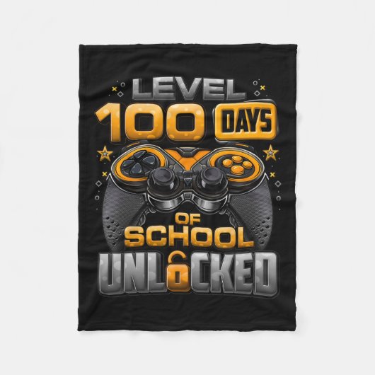 Level 100 Days of School Unlock Boys 100. Fleecedecke (Vorderseite)