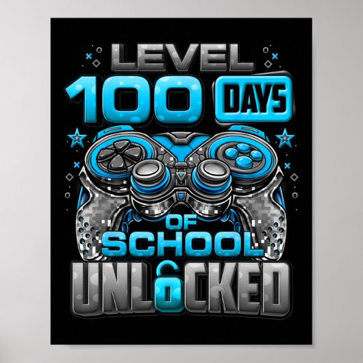 Level 100 Days of School Unlock Boys 100. Poster (Vorne)