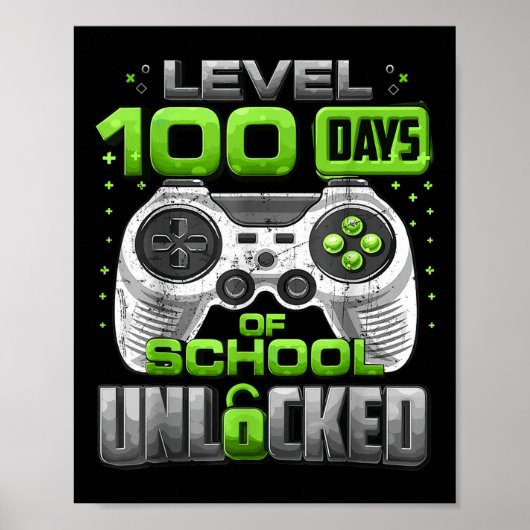 Level 100 Days of School Unlock Boys 100. Poster (Vorne)