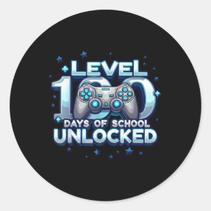 Level 100 Days of School Unlock Boys 100. Runder Aufkleber