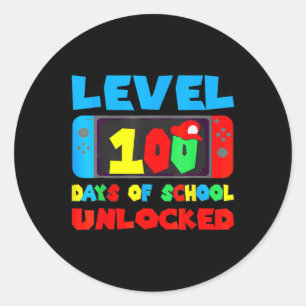 Level 100 Days of School Unlock Boys Gamer Video Runder Aufkleber