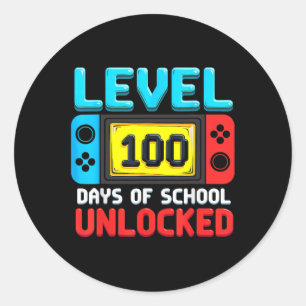 Level 100 Days of School Unlock Gamer 100 Day Runder Aufkleber