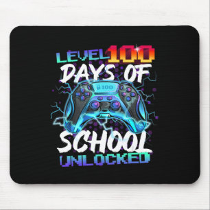 Level 100 Days of School Unlock Gamer Boy Girl V Mousepad