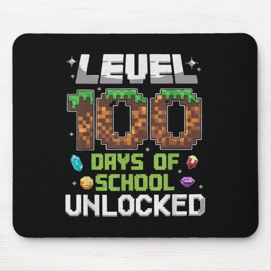 Level 100 Days of School Unlock Gamer Boy Kinder 1 Mousepad (Vorne)