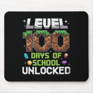 Level 100 Days of School Unlock Gamer Boy Kinder 1 Mousepad
