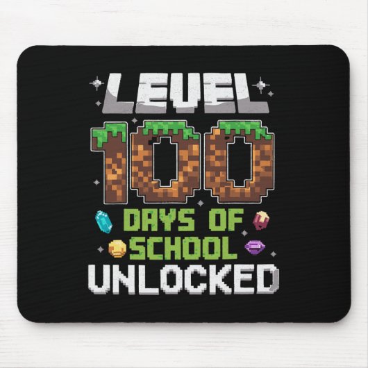 Level 100 Days of School Unlock Gamer Boy Kinder 1 Mousepad (Vorne)