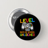 Level 100 Days of School Unlock Gamer Video Game Button (Vorne & Hinten)