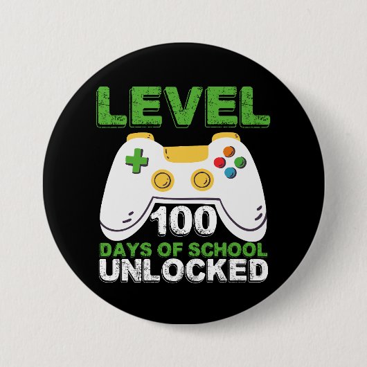 Level 100 Days of School Unlock Gamer Video Game Button (Vorderseite)