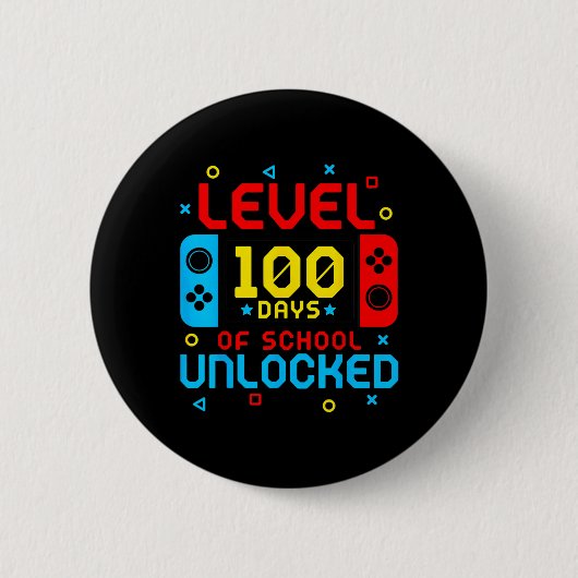 Level 100 Days of School Unlock Gamer Video Game Button (Vorderseite)