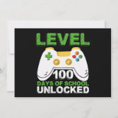 Level 100 Days of School Unlock Gamer Video Game Einladung (Vorderseite)