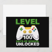 Level 100 Days of School Unlock Gamer Video Game Einladung (Vorne/Hinten)