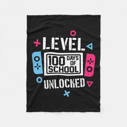 Level 100 Days of School Unlock Gamer Video Game Fleecedecke (Vorderseite)