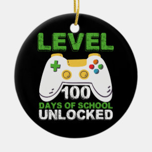 Level 100 Days of School Unlock Gamer Video Game Keramik Ornament