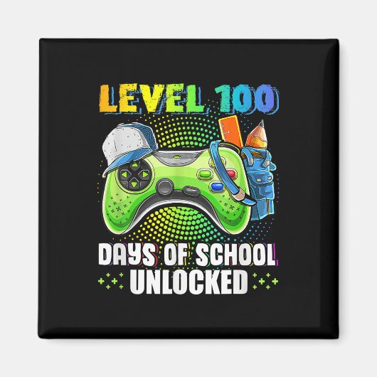 Level 100 Days of School Unlock Gamer Video Game Magnet (Vorne)