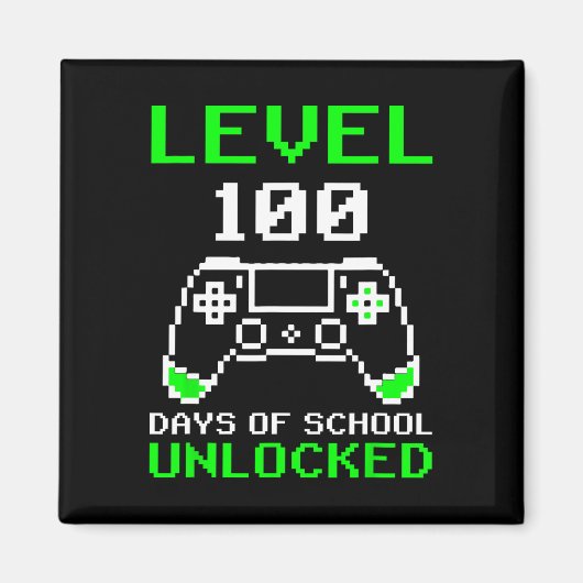 Level 100 Days of School Unlock Gamer Video Game Magnet (Vorne)