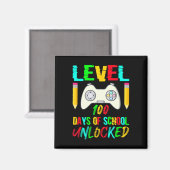 Level 100 Days of School Unlock Gamer Video Game Magnet (Vorderseite/Rückseite)