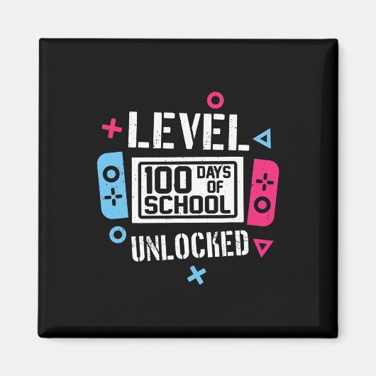Level 100 Days of School Unlock Gamer Video Game Magnet (Vorne)