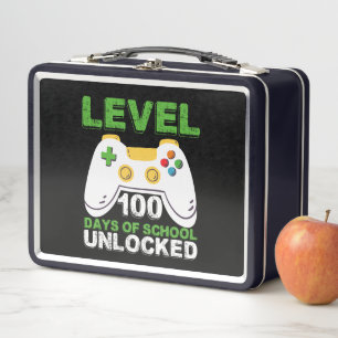 Level 100 Days of School Unlock Gamer Video Game Metall Brotdose