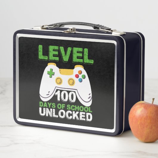Level 100 Days of School Unlock Gamer Video Game Metall Brotdose (Beispiel)