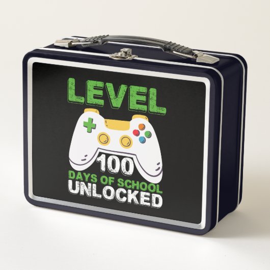 Level 100 Days of School Unlock Gamer Video Game Metall Brotdose (Vorderseite)