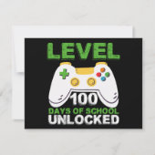Level 100 Days of School Unlock Gamer Video Game Mitteilungskarte (Vorderseite)