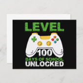 Level 100 Days of School Unlock Gamer Video Game Mitteilungskarte (Vorne/Hinten)