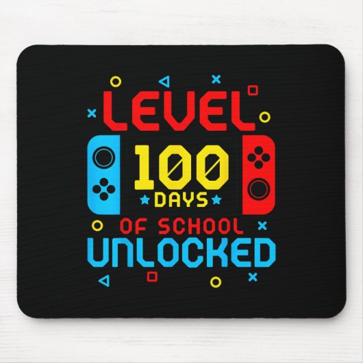 Level 100 Days of School Unlock Gamer Video Game Mousepad (Vorne)