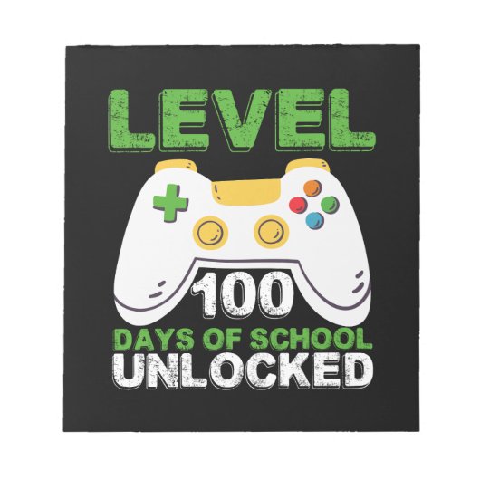 Level 100 Days of School Unlock Gamer Video Game Notizblock (Vorderseite)