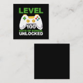 Level 100 Days of School Unlock Gamer Video Game Quadratische Visitenkarte (Vorne/Hinten)