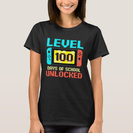 Level 100 Days of School Unlock Gamer Video Game T-Shirt (Vorderseite)