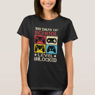 Level 100 Days of School Unlock Gamer Video Game T-Shirt