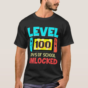 Level 100 Days of School Unlock Gamer Video Game T-Shirt