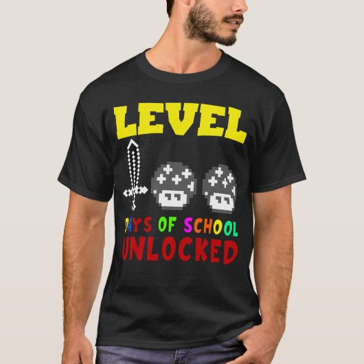 Level 100 Days of School Unlock Gamer Video Game T-Shirt (Vorderseite)