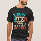 Level 100 Days of School Unlock Gamer Video Game T-Shirt (Vorderseite)