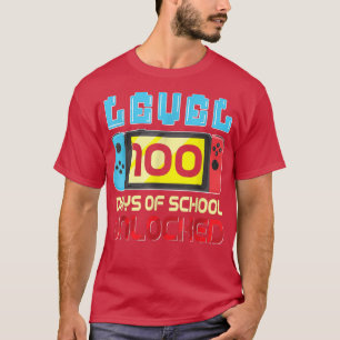 Level 100 Days of School Unlock Gamer Video Game T-Shirt