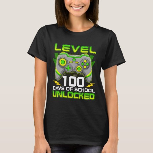 Level 100 Days of School Unlock Gamer Video Game T-Shirt (Vorderseite)