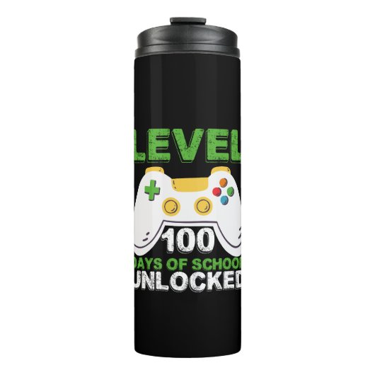 Level 100 Days of School Unlock Gamer Video Game Thermosbecher (Vorderseite)