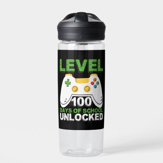 Level 100 Days of School Unlock Gamer Video Game Trinkflasche (Vorderseite)