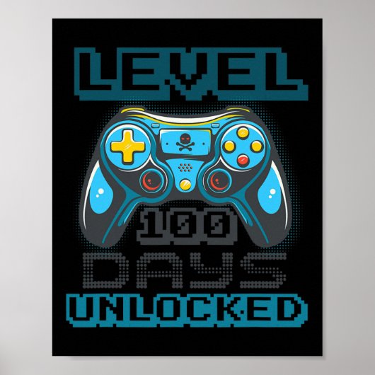 Level 100 Days of School Unlock Video Game Boys Poster (Vorne)