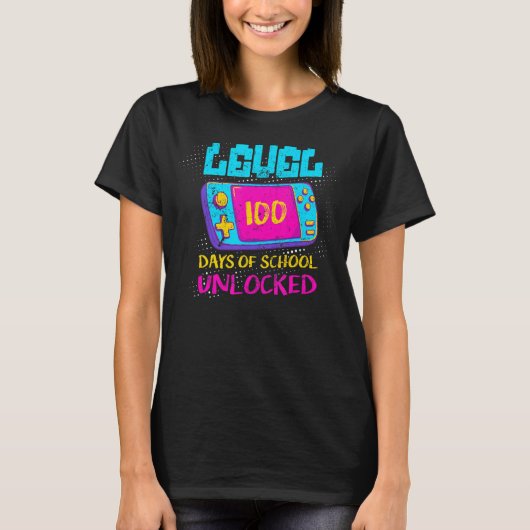 Level 100 Days of School Unlock Video Game Class T-Shirt (Vorderseite)