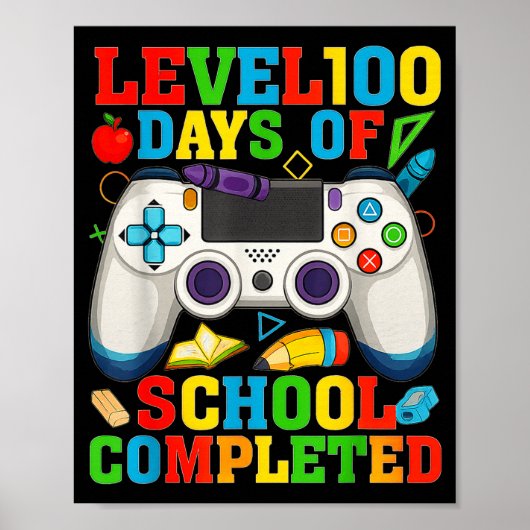 Level 100 Days Of School Unlocked Boys 100th Day O Poster (Vorne)