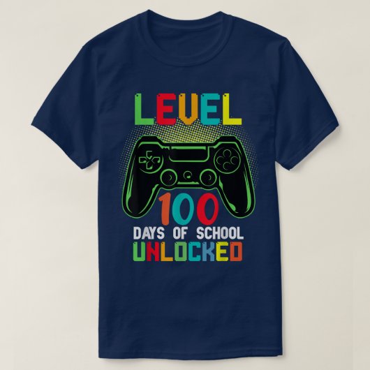 Level 100 Days Of School Unlocked Gamer Video Game T-Shirt (Design vorne)